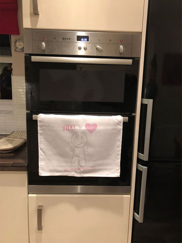 VA01 - Heart Man Valentine's Personalised Tea Towel