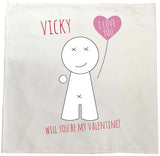 VA01 - Heart Man Valentine's Personalised Tea Towel