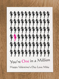 VA02 - You're One in a Million Love (Name) Valentine's Personalised Print.  Women's and Men's