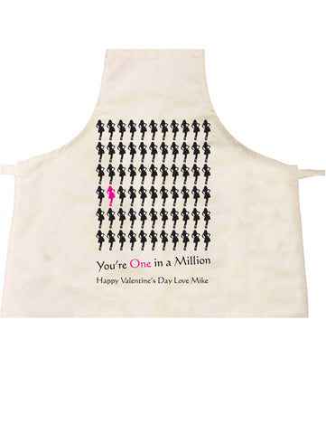 You're One in a Million Valentine's Personalised Cooking Apron. Women's and Men's