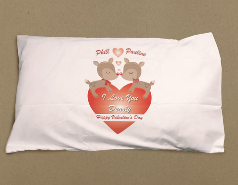 VA06 - Love You Dearly Valentine's Personalised White Pillow Case Cover