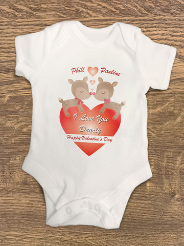 VA06 - Love You Dearly Valentine's Personalised Baby Vest