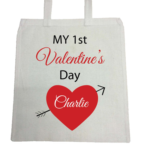 VA07 - My First Valentine's Personalised Canvas Bag for Life available in various colours