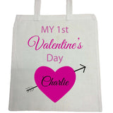 VA07 - My First Valentine's Personalised Canvas Bag for Life available in various colours