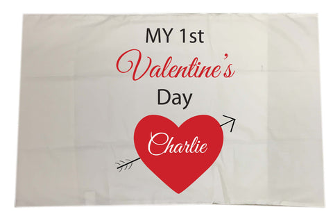 VA07 - My Frist Valentine's Personalised White Pillowcase Cover, available in various colours