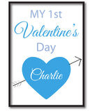 VA07 - My First Valentine's Personalised Canvas Print, available in various colours