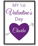 VA07 - My First Valentine's Personalised Canvas Print, available in various colours