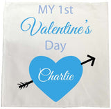 VA07 - My First Valentine's (Name) -Personalised Tea Towel available in Various Colours