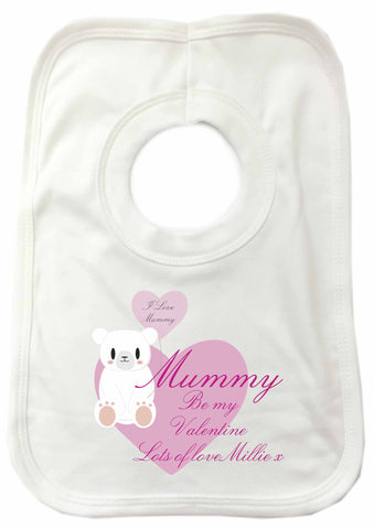 VA08 - Mummy Be My Valentine Personalised Baby Bib