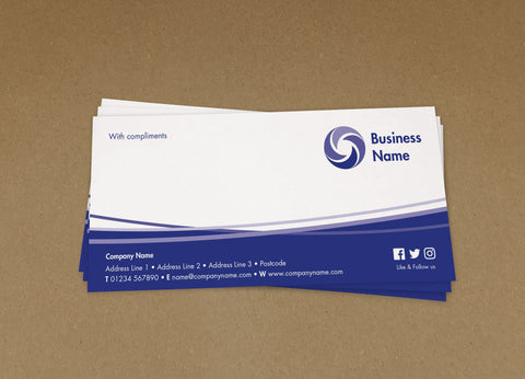 WBP01 - Curved Lines Branded Customisable Compliment Slips from £22.00+VAT