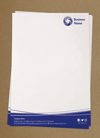 WBP01 - Curved Lines Branded Customisable Letterheads from £25.00+VAT