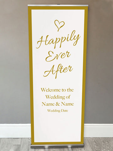 WD01 Happily Ever After, Personalised Wedding Banner Stand from Willow Printing & Design