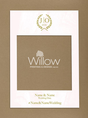 WD02 - Personalised Wedding Gold Initialed Leaf Crest Social Media Frame