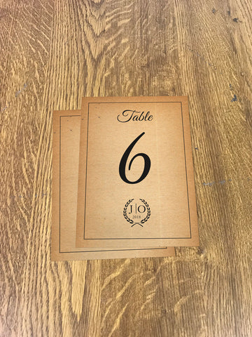 WD03 - Personalised Wedding Natural Rustic Leaf Crest Table Numbers