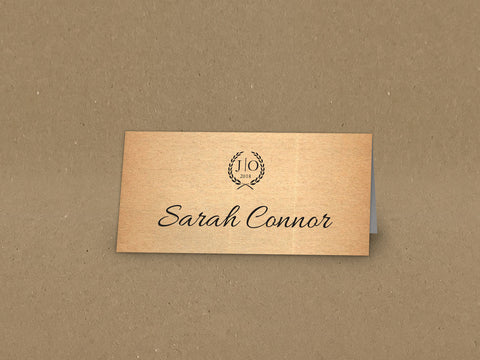 WD03 - Personalised Wedding Natural Rustic Leaf Crest Placecards