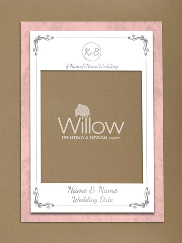 WD05 - Personalised Wedding Pink Marble And White Circled Initialed Social Media Frame