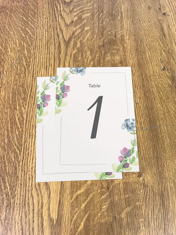 WD06 - Personalised Wedding Floral Designed Table Numbers