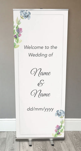 WD06 - Personalised Wedding Floral Designed Retractable Banner