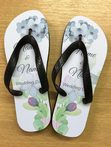 WD06 - Personalised Wedding Floral Designed Flip Flops