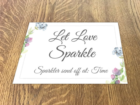 WD06 - Personalised Wedding Floral Designed Sparkler Send Off Sign