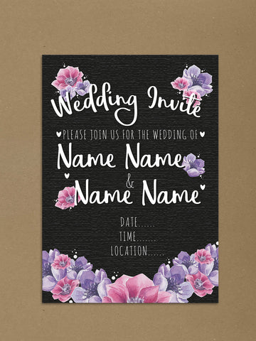 Personalised Wedding Black And Pinks Floral Themed Invitations from Willow Printing & Design