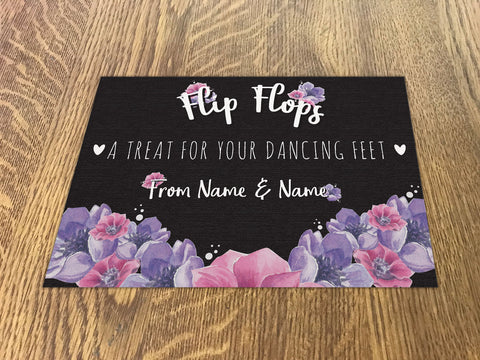WD07 - Personalised Wedding Black And Pinks Floral Flip Flop Sign