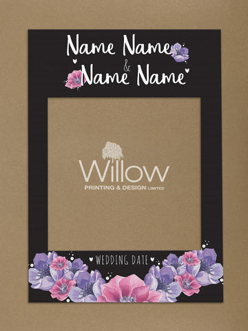 WD07 - Personalised Wedding Black and Pinks Floral Social Media Frame