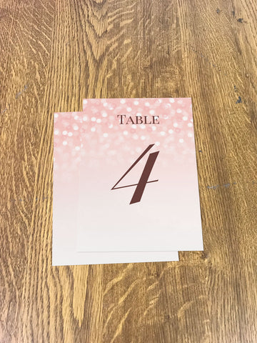 WD09 - Personalised Wedding Pink Bubbly Table Numbers