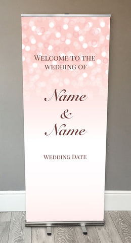 WD09 - Personalised Wedding Pink Bubbly Retractable Banner