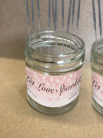 WD09 - Personalised Wedding Pink Bubbly Sparkler Jar Label