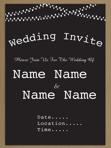 Personalised Wedding Black Bunting Themed Invitations from Willow Printing & Design