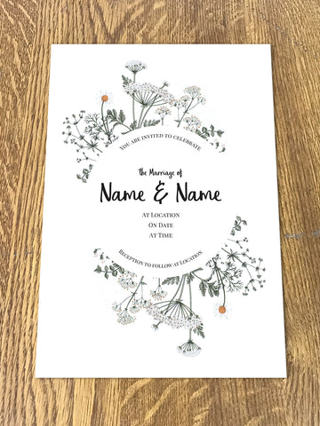 Personalised Wedding Floral Themed Invitations From Willow Printing and Design