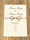 Personalised Wedding Bow Themed Invitations from Willow Printing & Design