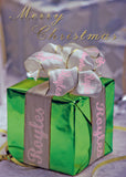 Christmas Cards for Business or Home, Present with Ribbon with Company or Family Name