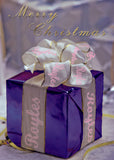 Christmas Cards for Business or Home, Present with Ribbon with Company or Family Name