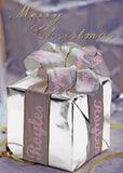 Christmas Cards for Business or Home, Present with Ribbon with Company or Family Name