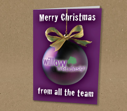 Christmas Cards for Business with Your Company Logo & Personal Message in Bauble