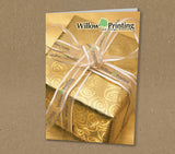Christmas Cards for Business with Christmas present with silky ribbon with logo or company name