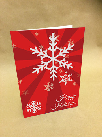 Christmas Cards for Family, Personalised Happy Holidays Snowflake Design