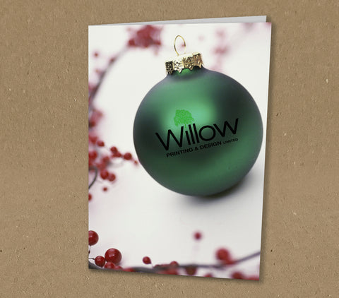 Christmas Cards for Business Personalised Company Logo Embedded in the Bauble