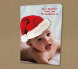 Christmas Cards for Family, Santa Hat added to Your Photo & Personalised Message