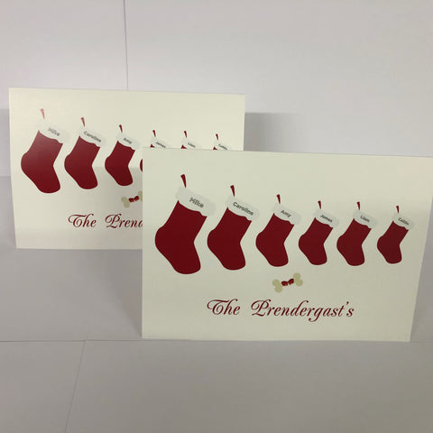 Christmas Cards for Home, Personalised with Hanging Stocking to match your Family