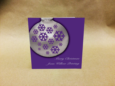 Christmas Cards for Business or Home, Snowflake Bauble with Company or Family Name