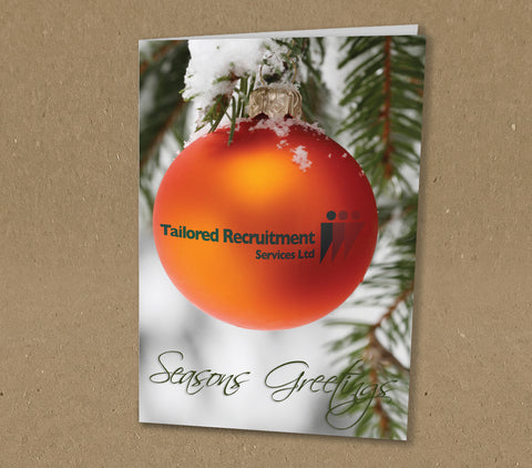 Christmas Cards for Business with Personalised Bauble with Company Logo & Message