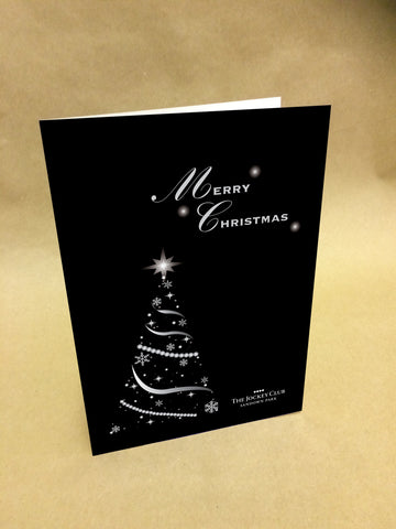 Christmas Cards for Business or Home, Swirl Tree with Company or Family Name