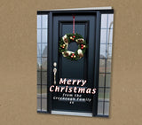 Christmas Cards for Business & Home, Black Door with Wreath & Personal Message