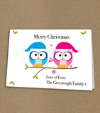 Christmas Cards for Business & Home, Personalised Cute Christmas Owls