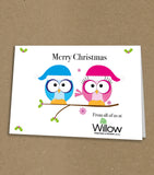 Christmas Cards for Business & Home, Personalised Cute Christmas Owls