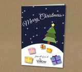 Christmas Cards for Business & Home, Personalised Fun, Colourful Scene with Presents