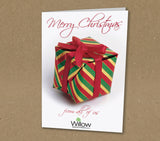 Christmas Cards for Business or Home, Personalised Red & Green Wrapped Present